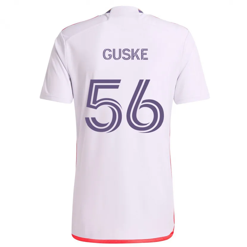 Danxen Kinderen Colin Guske #56 Wit Rood Paars Uitshirt Uittenue 2024/25 T-Shirt