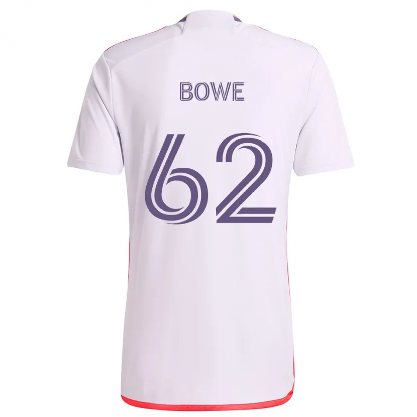 Danxen Kinderen Thomas Bowe #62 Wit Rood Paars Uitshirt Uittenue 2024/25 T-Shirt