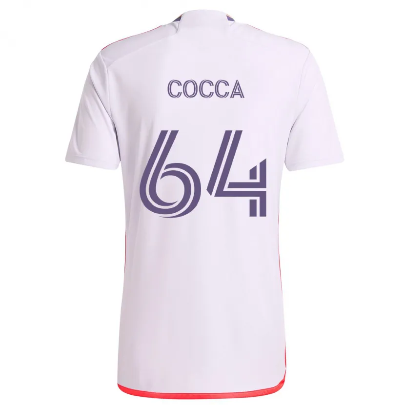 Danxen Kinderen Manuel Cocca #64 Wit Rood Paars Uitshirt Uittenue 2024/25 T-Shirt