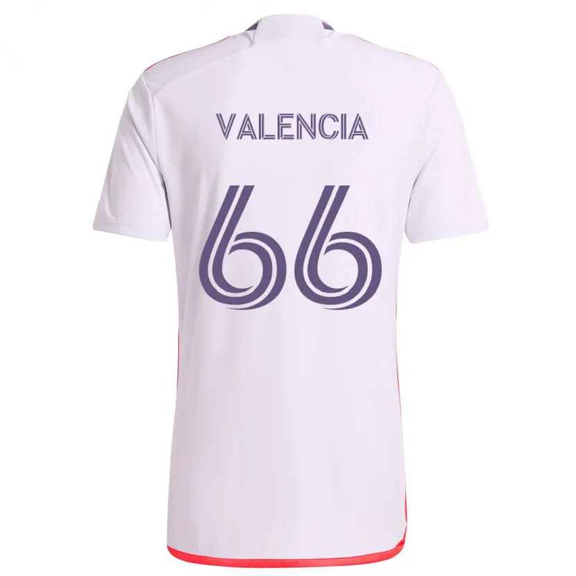 Danxen Kinderen Yeiler Valencia #66 Wit Rood Paars Uitshirt Uittenue 2024/25 T-Shirt