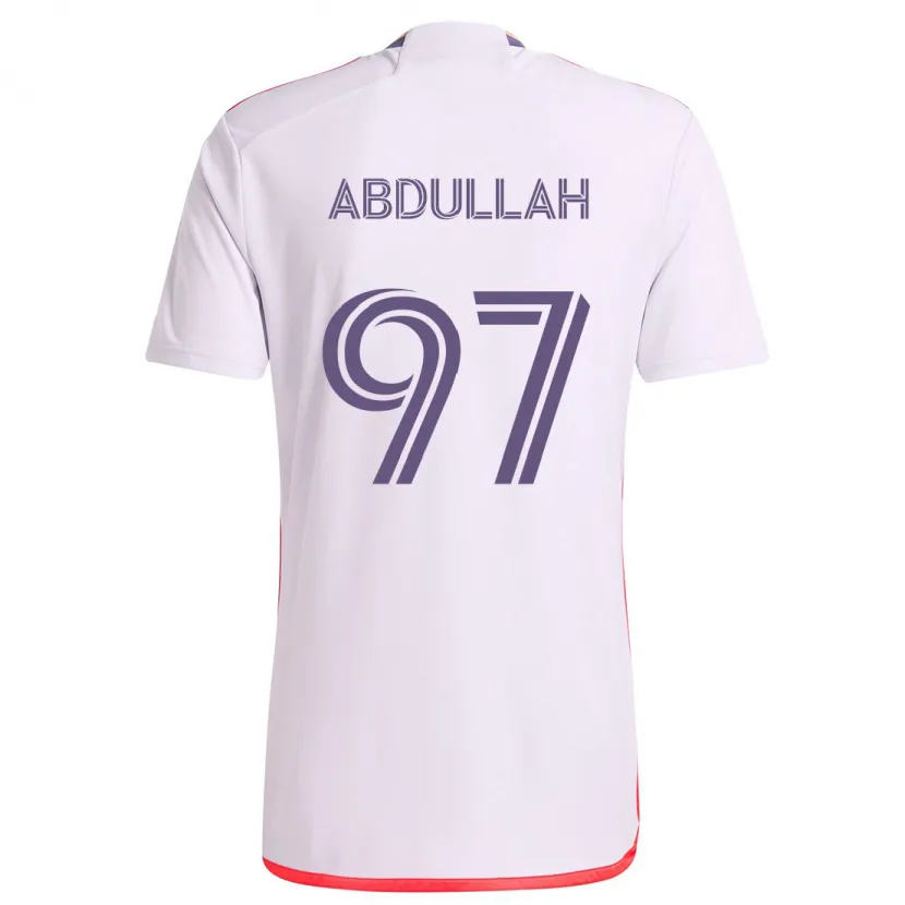 Danxen Kinderen Majed Abdullah #97 Wit Rood Paars Uitshirt Uittenue 2024/25 T-Shirt