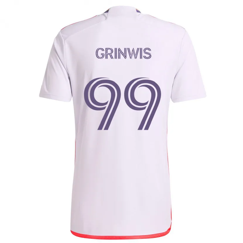 Danxen Kinderen Adam Grinwis #99 Wit Rood Paars Uitshirt Uittenue 2024/25 T-Shirt