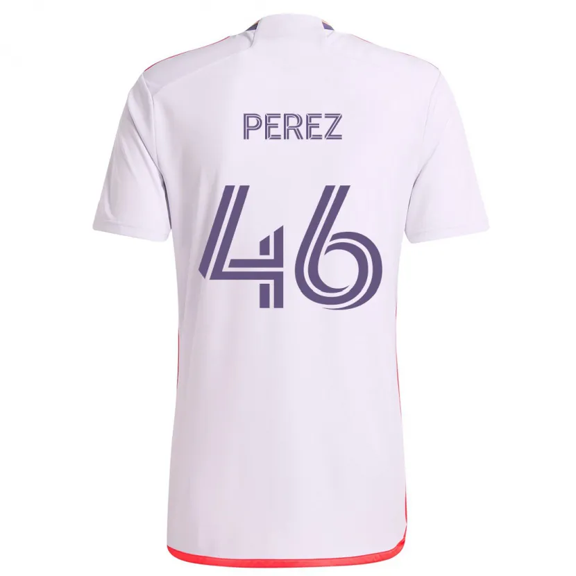 Danxen Kinderen Franco Pérez #46 Wit Rood Paars Uitshirt Uittenue 2024/25 T-Shirt