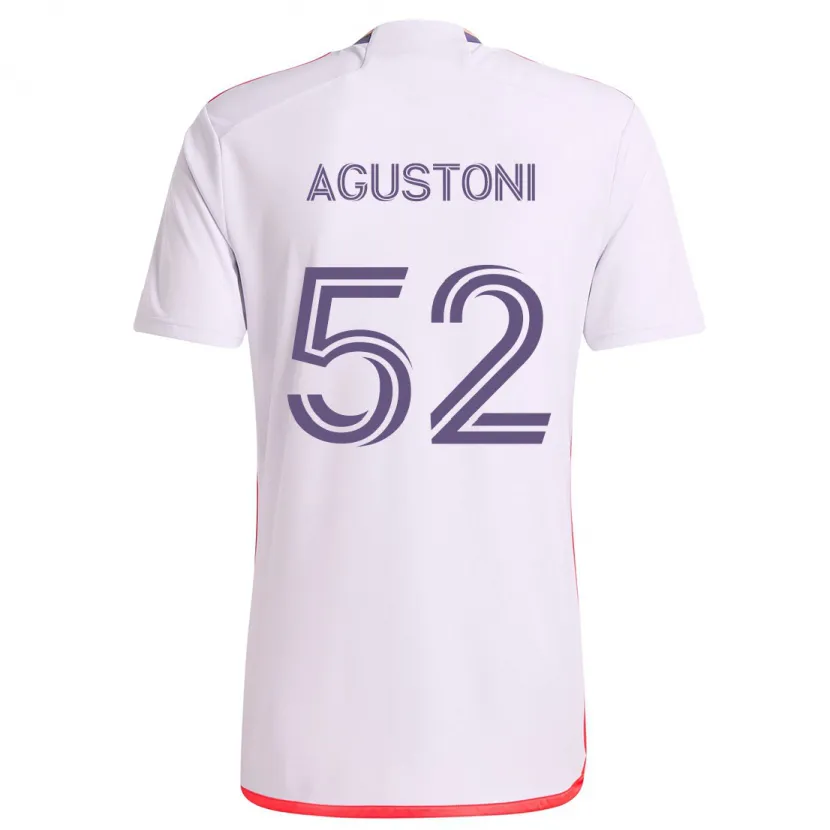 Danxen Kinderen Gonzalo Agustoni #52 Wit Rood Paars Uitshirt Uittenue 2024/25 T-Shirt