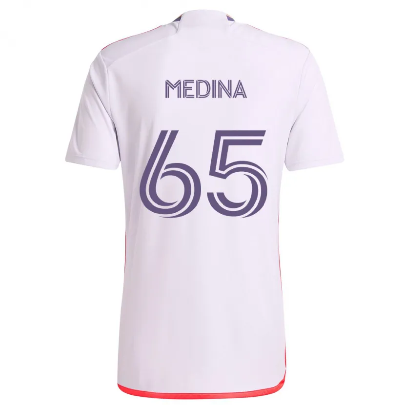 Danxen Kinderen Cristian Medina #65 Wit Rood Paars Uitshirt Uittenue 2024/25 T-Shirt