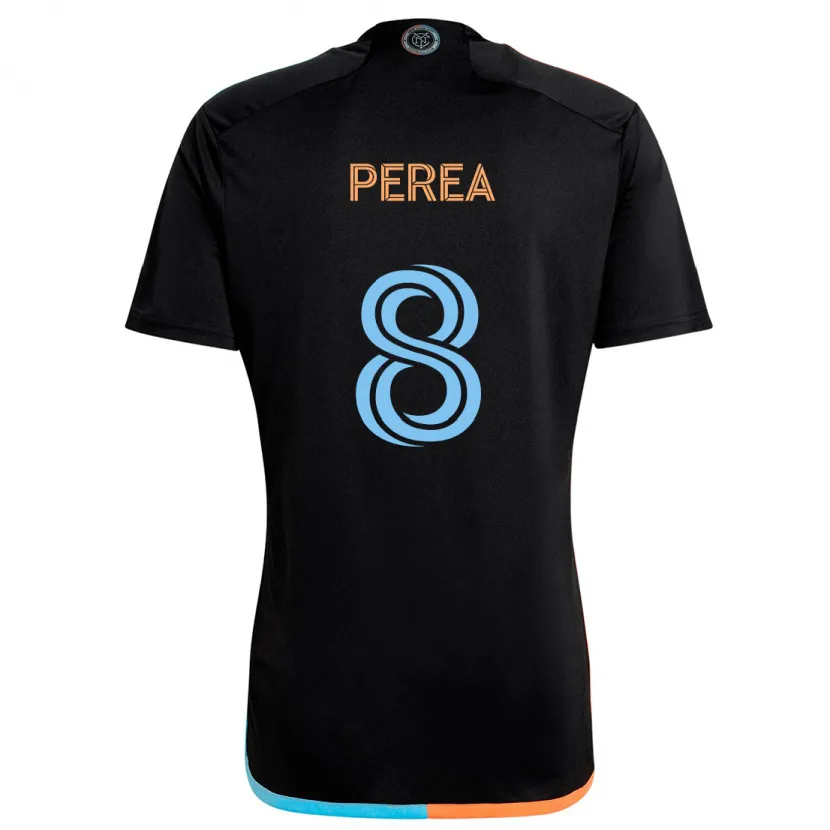 Danxen Kinderen Andrés Perea #8 Zwart Oranje Blauw Uitshirt Uittenue 2024/25 T-Shirt