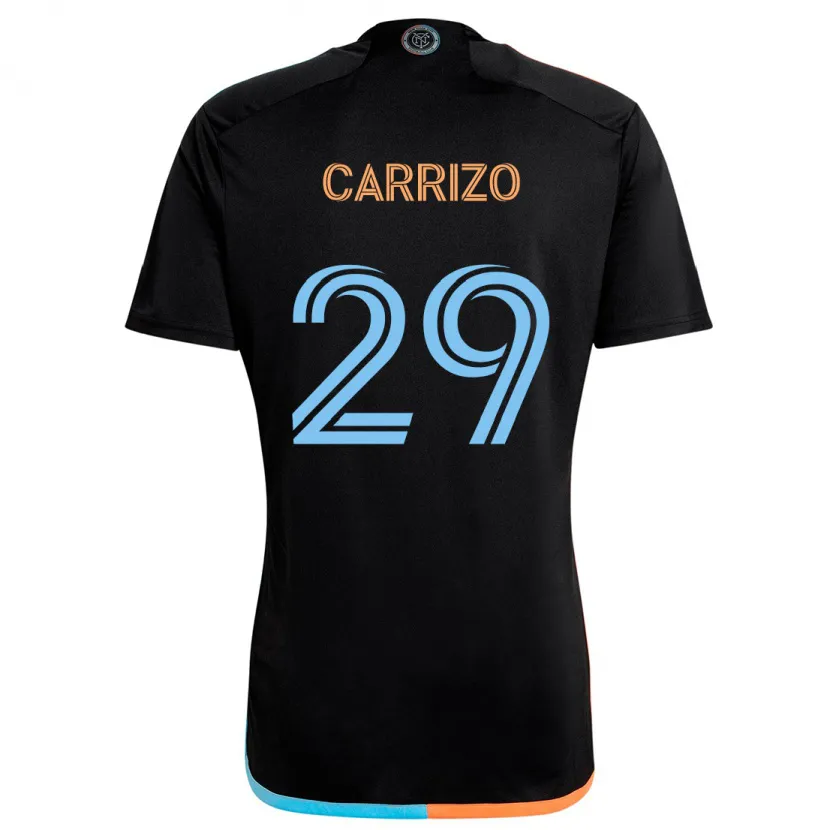 Danxen Kinderen Máximo Carrizo #29 Zwart Oranje Blauw Uitshirt Uittenue 2024/25 T-Shirt