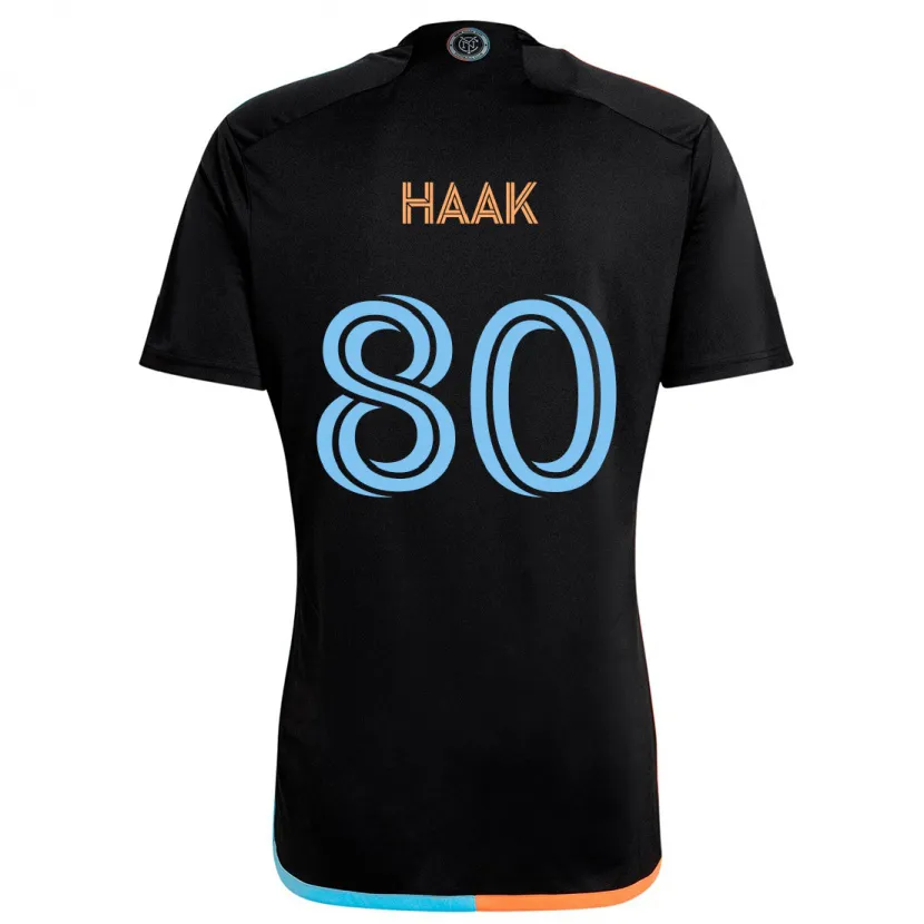 Danxen Kinderen Justin Haak #80 Zwart Oranje Blauw Uitshirt Uittenue 2024/25 T-Shirt