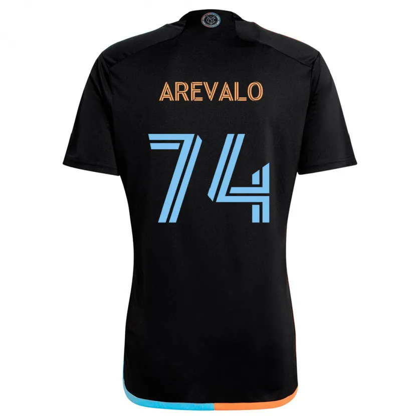 Danxen Kinderen Ronny Arévalo #74 Zwart Oranje Blauw Uitshirt Uittenue 2024/25 T-Shirt