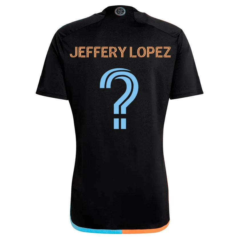 Danxen Kinderen Jeffery López #0 Zwart Oranje Blauw Uitshirt Uittenue 2024/25 T-Shirt