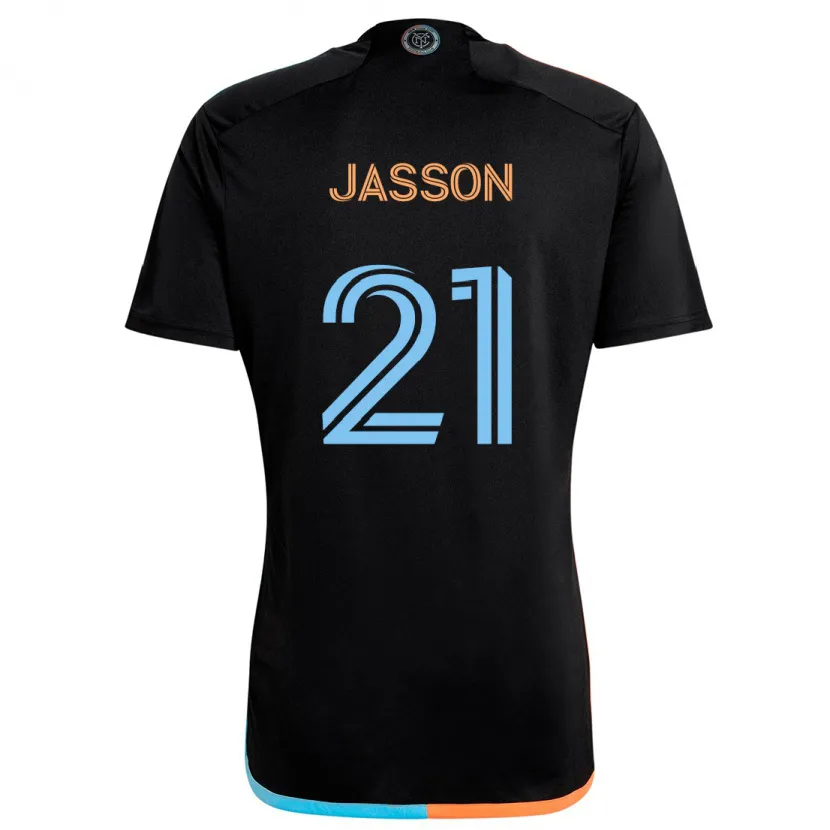 Danxen Kinderen Andres Jasson #21 Zwart Oranje Blauw Uitshirt Uittenue 2024/25 T-Shirt