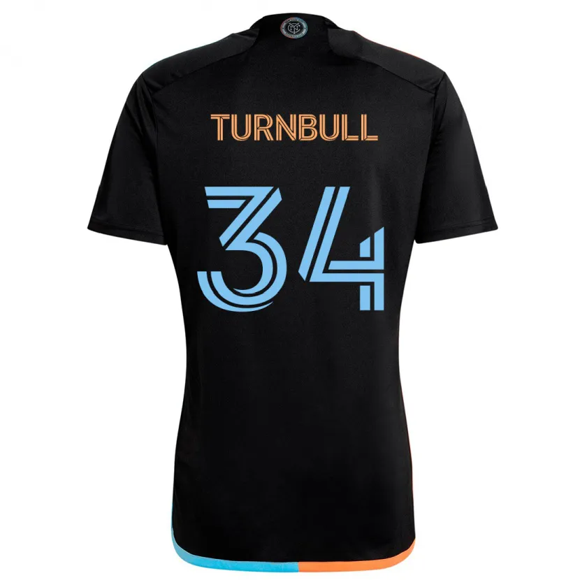 Danxen Kinderen Stephen Turnbull #34 Zwart Oranje Blauw Uitshirt Uittenue 2024/25 T-Shirt