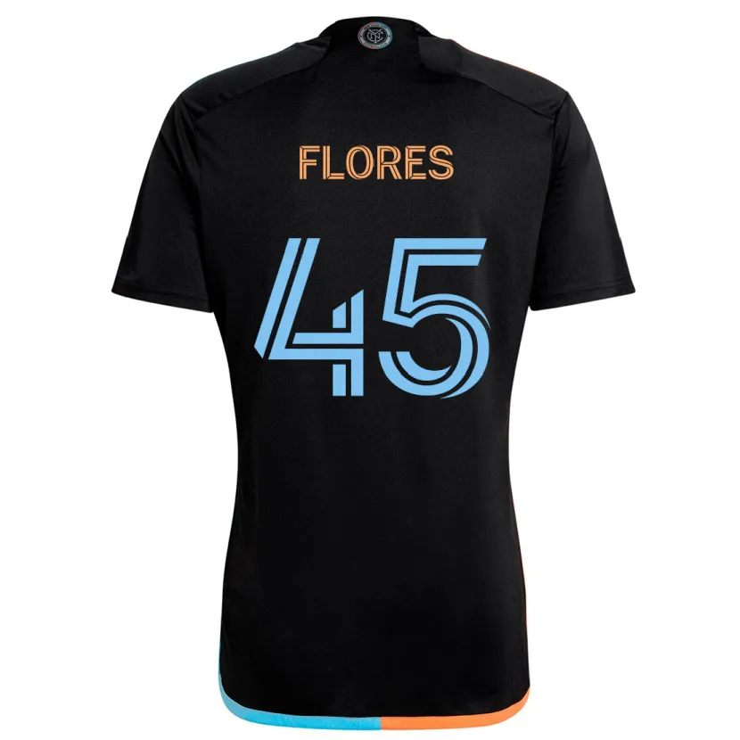 Danxen Kinderen Brian Flores #45 Zwart Oranje Blauw Uitshirt Uittenue 2024/25 T-Shirt