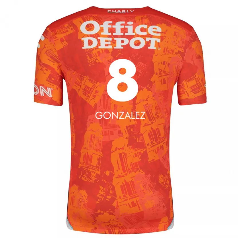 Danxen Kinderen Bryan González #8 Oranje Wit Uitshirt Uittenue 2024/25 T-Shirt