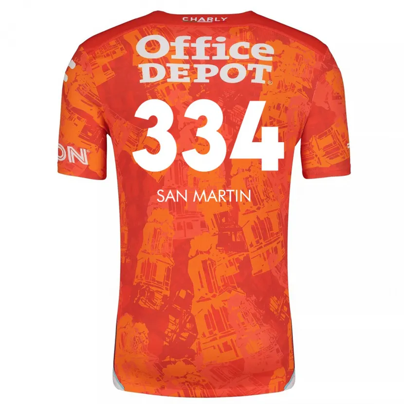 Danxen Kinderen Uziel San Martín #334 Oranje Wit Uitshirt Uittenue 2024/25 T-Shirt