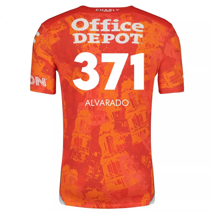 Danxen Kinderen Brandon Alvarado #371 Oranje Wit Uitshirt Uittenue 2024/25 T-Shirt