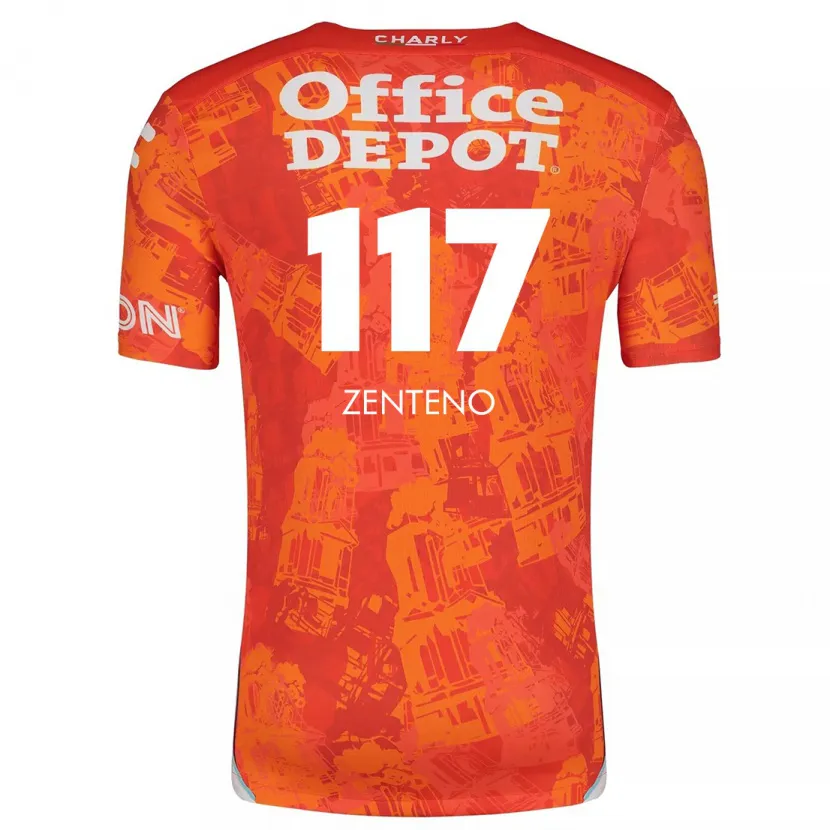 Danxen Kinderen Gustavo Zenteno #117 Oranje Wit Uitshirt Uittenue 2024/25 T-Shirt