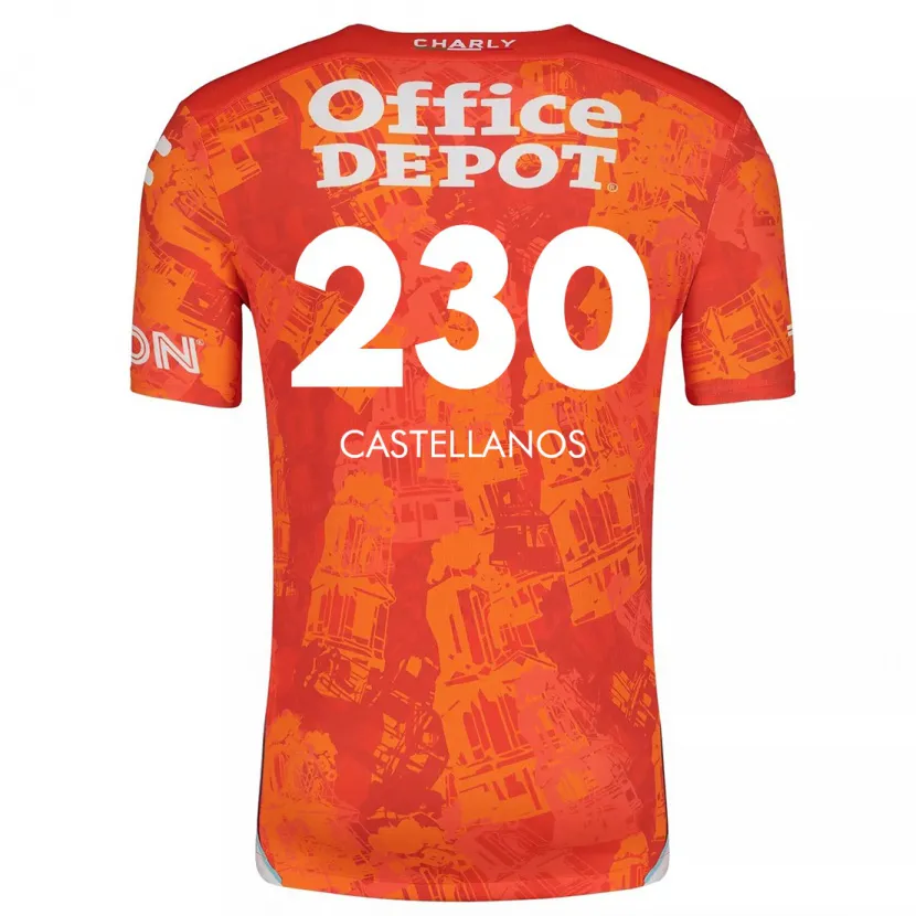 Danxen Kinderen Edson Castellanos #230 Oranje Wit Uitshirt Uittenue 2024/25 T-Shirt