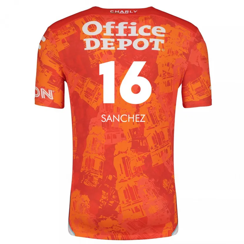 Danxen Kinderen Vanessa Sánchez #16 Oranje Wit Uitshirt Uittenue 2024/25 T-Shirt