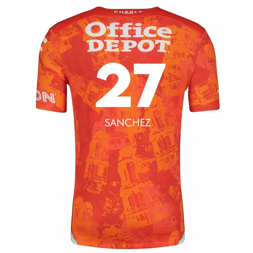 Danxen Kinderen Ella Sanchez #27 Oranje Wit Uitshirt Uittenue 2024/25 T-Shirt