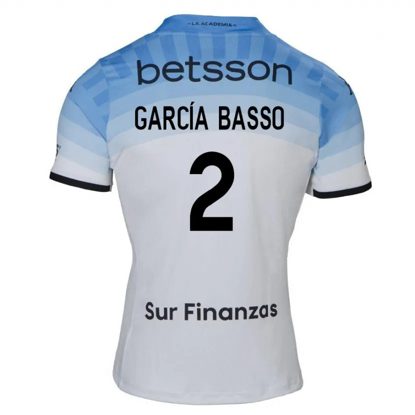 Danxen Kinderen Agustín García Basso #2 Wit Blauw Zwart Uitshirt Uittenue 2024/25 T-Shirt