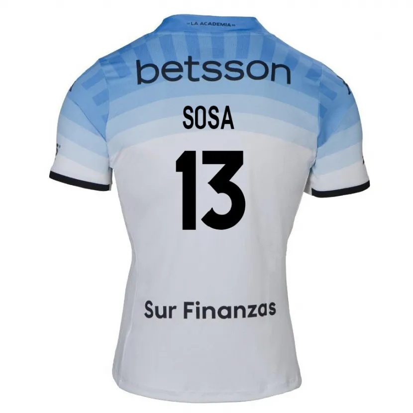 Danxen Kinderen Santiago Sosa #13 Wit Blauw Zwart Uitshirt Uittenue 2024/25 T-Shirt