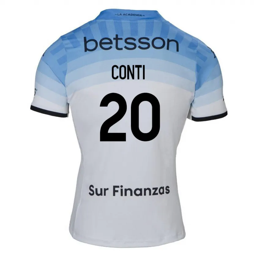 Danxen Kinderen Germán Conti #20 Wit Blauw Zwart Uitshirt Uittenue 2024/25 T-Shirt