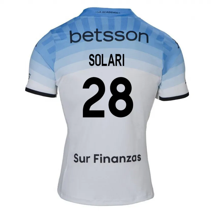 Danxen Kinderen Santiago Solari #28 Wit Blauw Zwart Uitshirt Uittenue 2024/25 T-Shirt