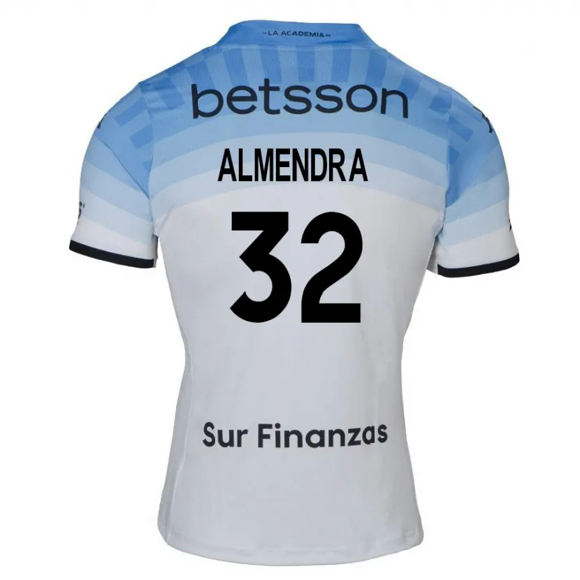 Danxen Kinderen Agustín Almendra #32 Wit Blauw Zwart Uitshirt Uittenue 2024/25 T-Shirt