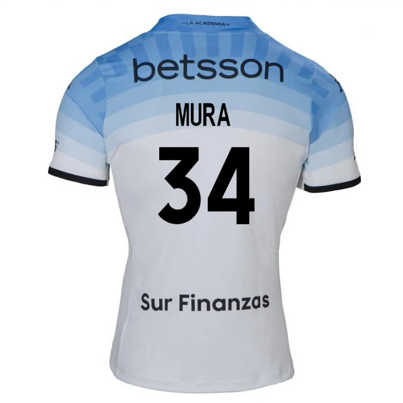 Danxen Kinderen Facundo Mura #34 Wit Blauw Zwart Uitshirt Uittenue 2024/25 T-Shirt