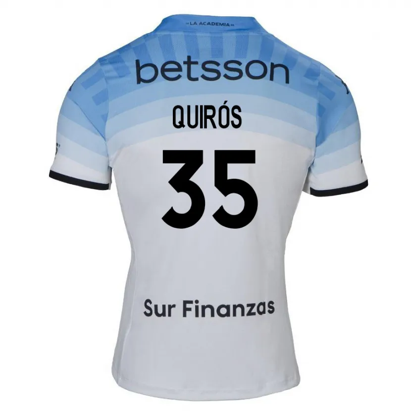 Danxen Kinderen Santiago Quirós #35 Wit Blauw Zwart Uitshirt Uittenue 2024/25 T-Shirt