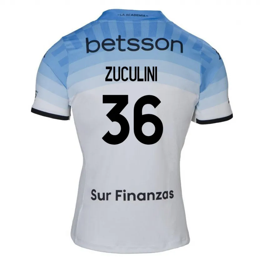 Danxen Kinderen Bruno Zuculini #36 Wit Blauw Zwart Uitshirt Uittenue 2024/25 T-Shirt