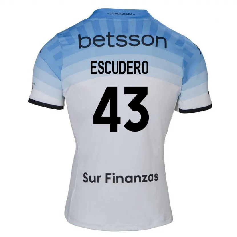 Danxen Kinderen Gonzalo Escudero #43 Wit Blauw Zwart Uitshirt Uittenue 2024/25 T-Shirt