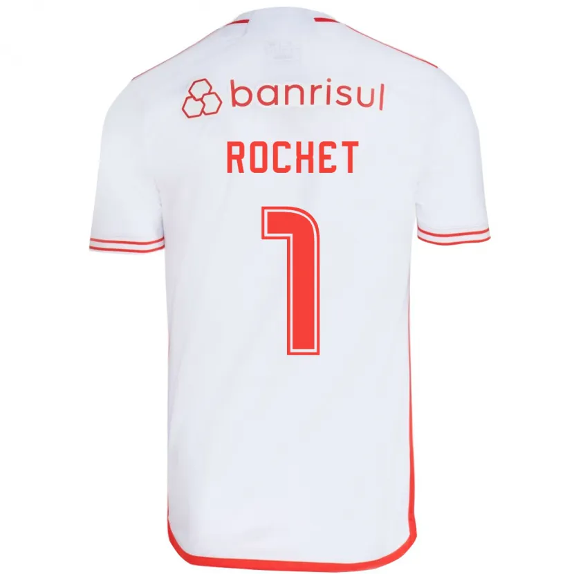 Danxen Kinderen Sergio Rochet #1 Wit Rood Uitshirt Uittenue 2024/25 T-Shirt