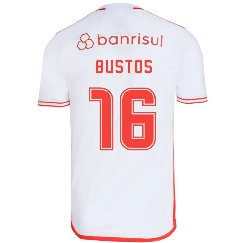 Danxen Kinderen Fabricio Bustos #16 Wit Rood Uitshirt Uittenue 2024/25 T-Shirt