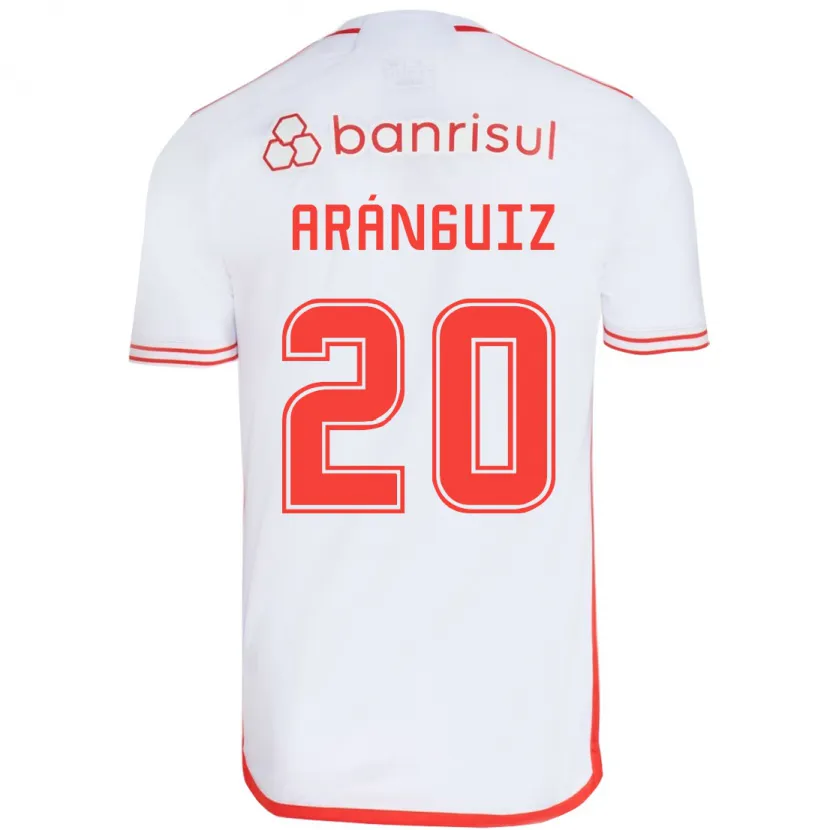 Danxen Kinderen Charles Aránguiz #20 Wit Rood Uitshirt Uittenue 2024/25 T-Shirt