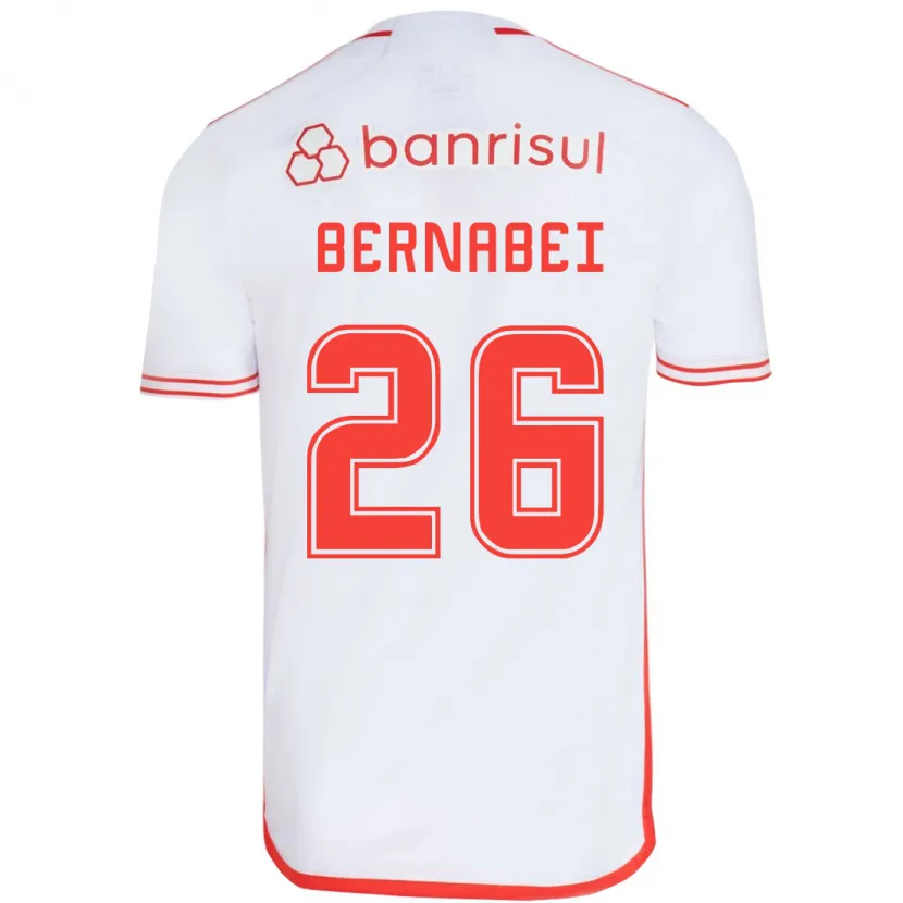 Danxen Kinderen Alexandro Bernabéi #26 Wit Rood Uitshirt Uittenue 2024/25 T-Shirt