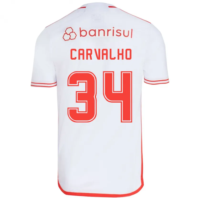 Danxen Kinderen Gabriel Carvalho #34 Wit Rood Uitshirt Uittenue 2024/25 T-Shirt