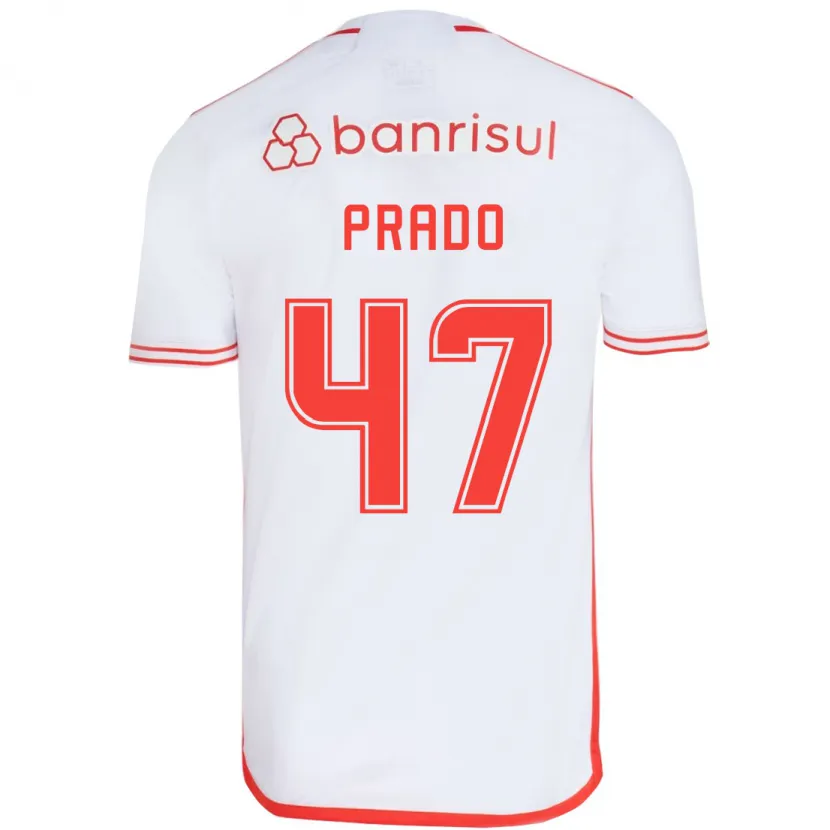 Danxen Kinderen Gustavo Prado #47 Wit Rood Uitshirt Uittenue 2024/25 T-Shirt