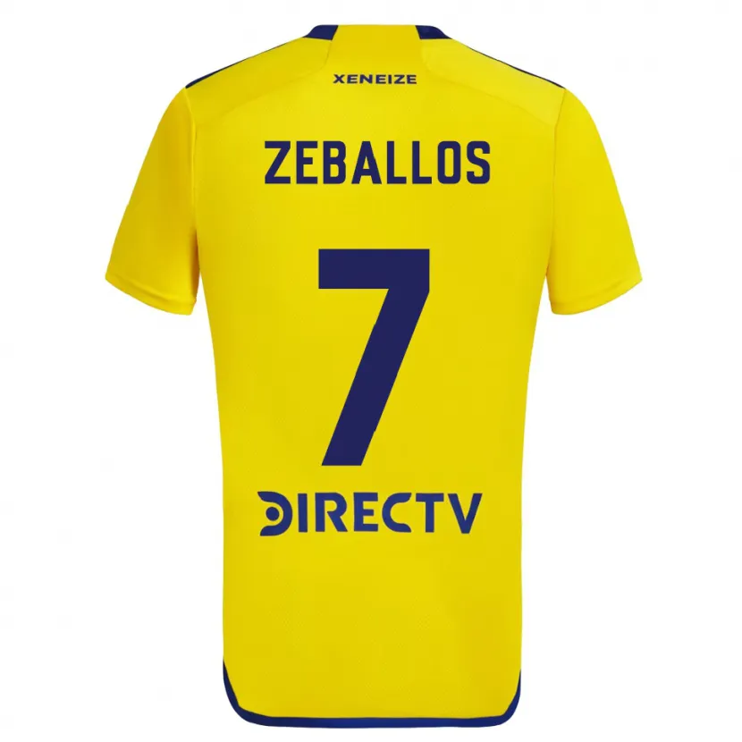 Danxen Kinderen Exequiel Zeballos #7 Geel Blauw Uitshirt Uittenue 2024/25 T-Shirt