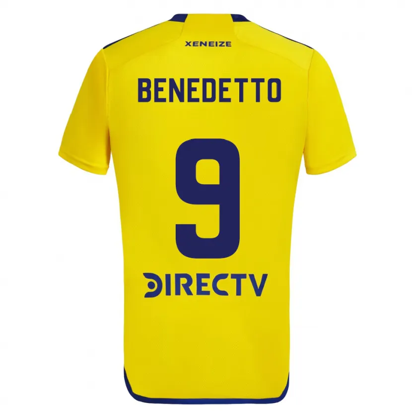 Danxen Kinderen Darío Benedetto #9 Geel Blauw Uitshirt Uittenue 2024/25 T-Shirt