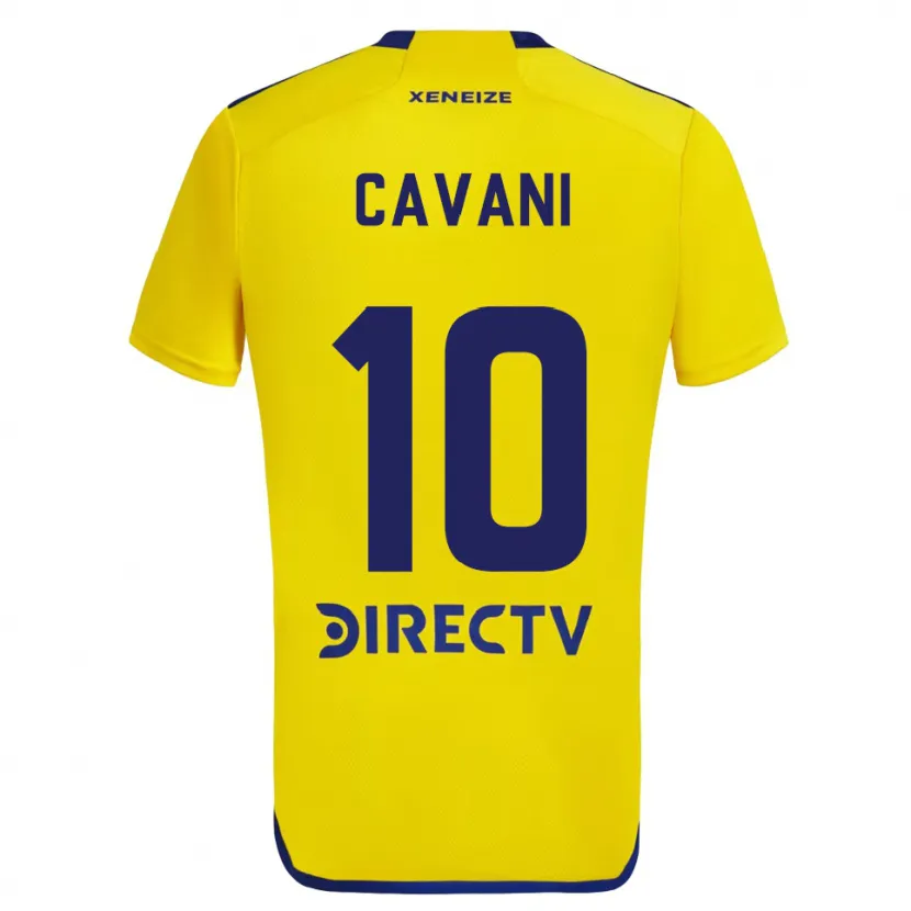 Danxen Kinderen Edinson Cavani #10 Geel Blauw Uitshirt Uittenue 2024/25 T-Shirt