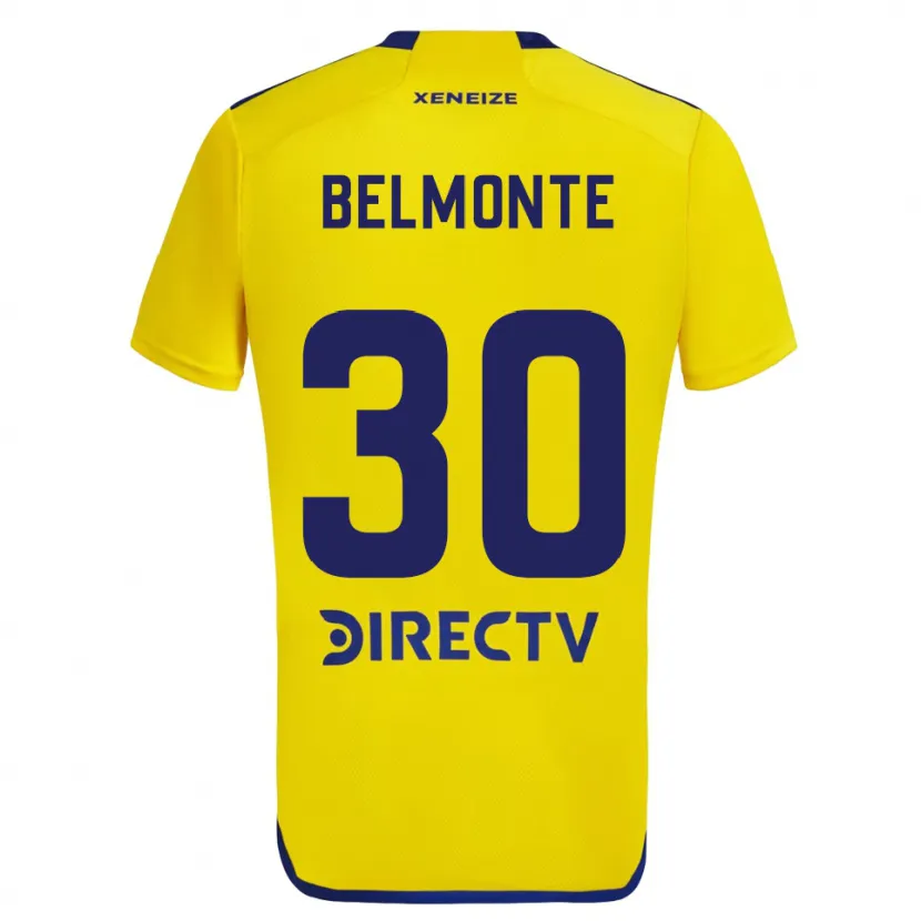 Danxen Kinderen Tomás Belmonte #30 Geel Blauw Uitshirt Uittenue 2024/25 T-Shirt