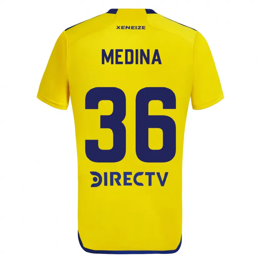 Danxen Kinderen Cristian Medina #36 Geel Blauw Uitshirt Uittenue 2024/25 T-Shirt