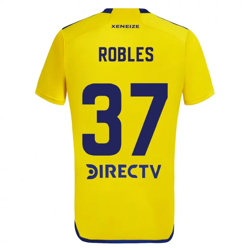 Danxen Kinderen Sebastián Díaz Robles #37 Geel Blauw Uitshirt Uittenue 2024/25 T-Shirt