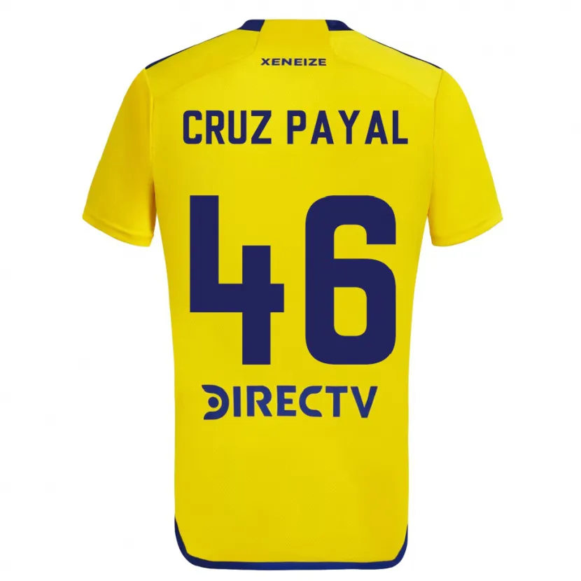 Danxen Kinderen Juan Cruz Payal #46 Geel Blauw Uitshirt Uittenue 2024/25 T-Shirt