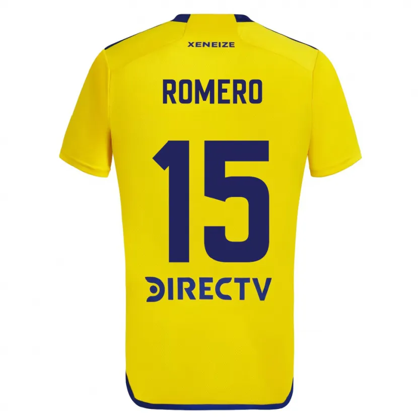 Danxen Kinderen Alejo Romero #15 Geel Blauw Uitshirt Uittenue 2024/25 T-Shirt