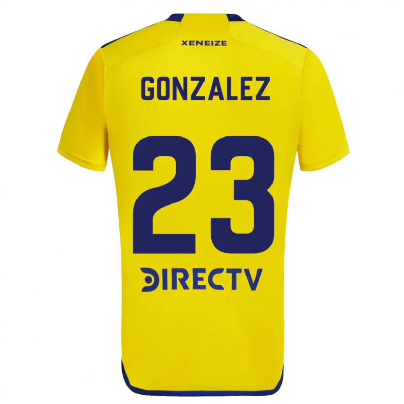 Danxen Kinderen Diego González #23 Geel Blauw Uitshirt Uittenue 2024/25 T-Shirt