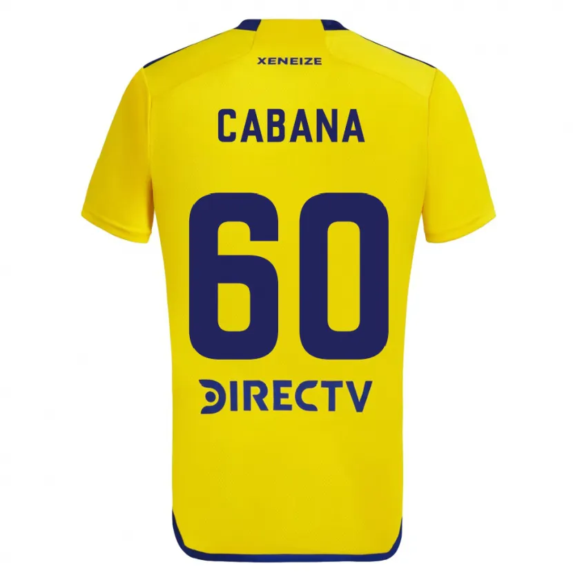 Danxen Kinderen Juan Pablo Cabaña #60 Geel Blauw Uitshirt Uittenue 2024/25 T-Shirt