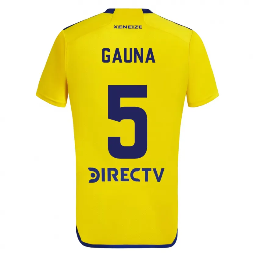 Danxen Kinderen Santiago Gauna #5 Geel Blauw Uitshirt Uittenue 2024/25 T-Shirt